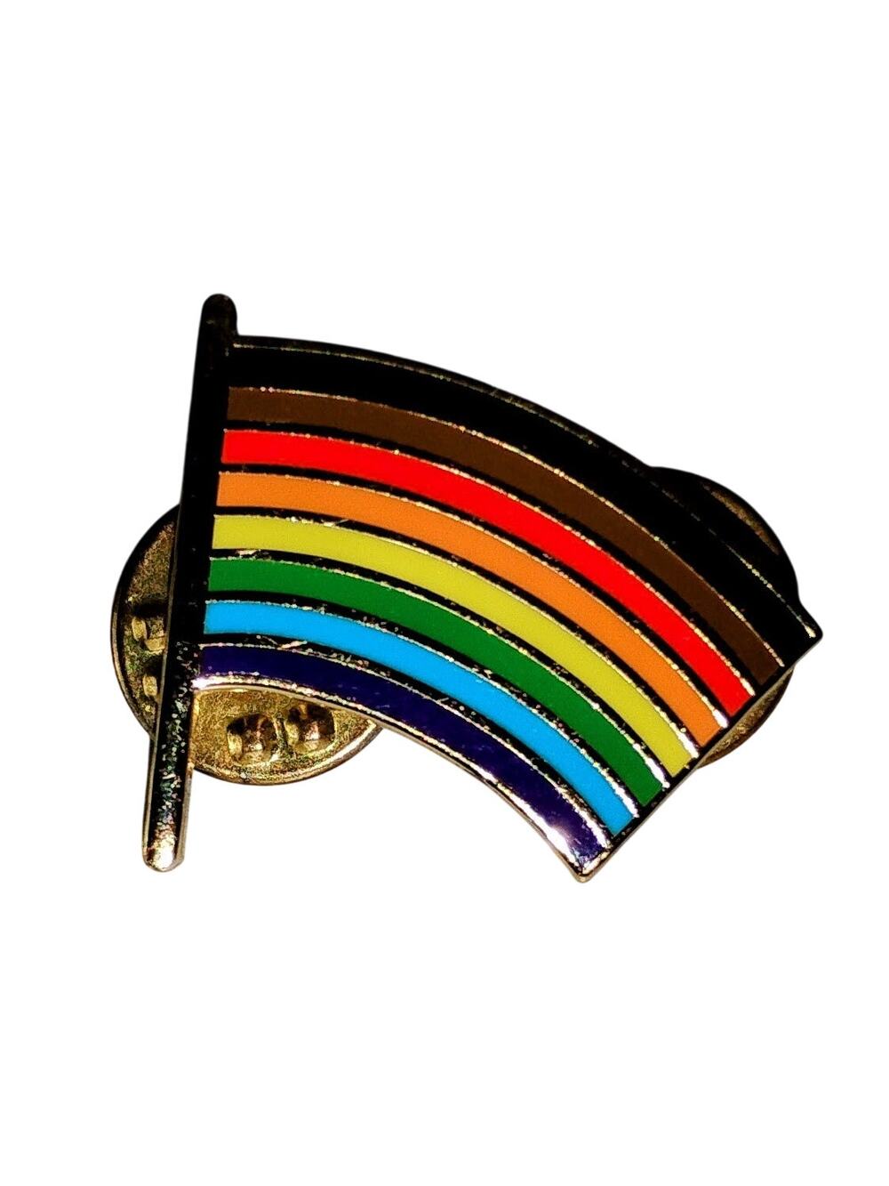 Rainbow Pride Flag Enamel Lapel Pin LGBTQ+ Gold Tone Dessent Pins